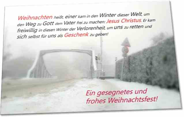 Christliche Weihnachtskarte: Brücke in Winterstimmung