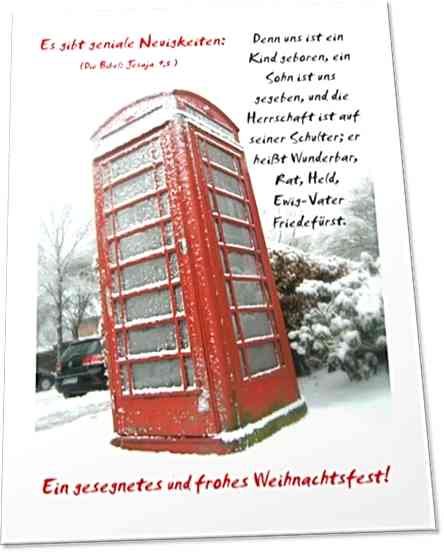 Weihnachtskarte: Vereiste britische Telefonzelle