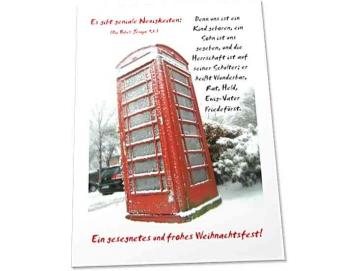 Christliche Weihnachtskarte: Vereiste britische Telefonzelle
