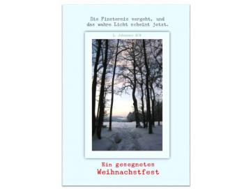 Christliche Weihnachtskarte: Winterwald