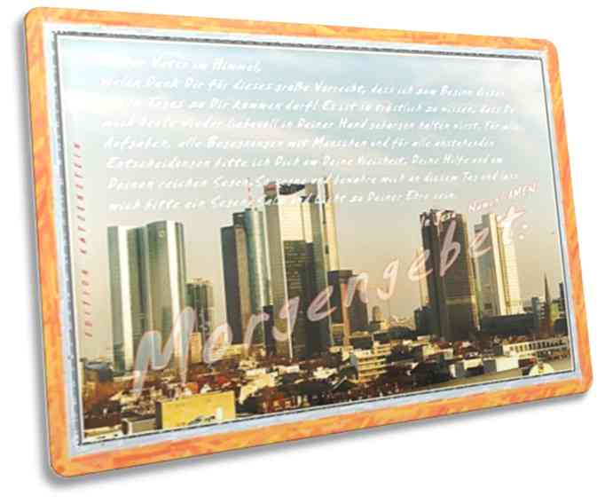 Christliche Postkarte: Skyline Frankfurt - Morgengebet