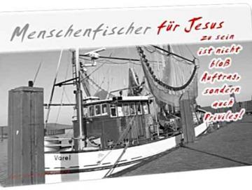 Christliche Postkarte: Krabbenkutter im Dangaster Hafen