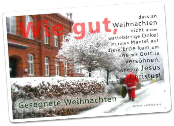 Weihnachtskarte: Weihnachtsmann im Einsatz Postkarte