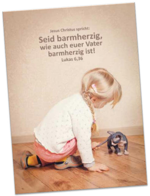 Poster A4 Jahreslosung 2021: Mit Kätzchen spielendes Mädchen