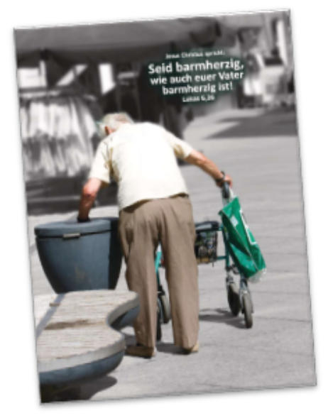 Poster A 4 Jahreslosung 2021 - Rentner am Mülleimer