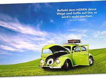 Christliches Poster: Grüner VW Käfer