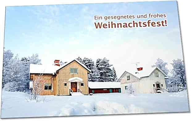 Christliche Weihnachtskarte: Gehöft im Schnee
