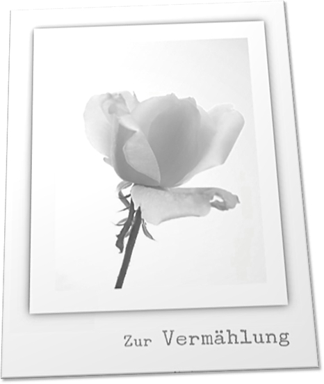 Christliche Hochzeitskarte: Rosenblüte in schwarzweiß