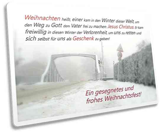 Weihnachtskarte: Brücke in Winterstimmung