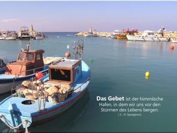 Christliches Poster A2 : Fischerhafen auf Zypern
