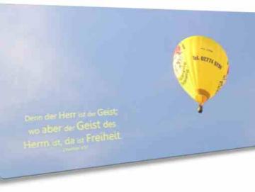 Christliche Postkarte lang - Gelber Heißluftballon - Maxicard