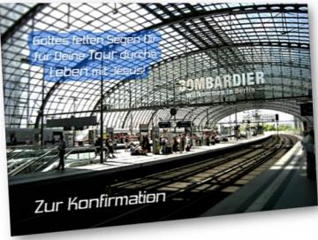 Christliche Konfirmationskarte - Berliner Hauptbahnhof - Klappkarte