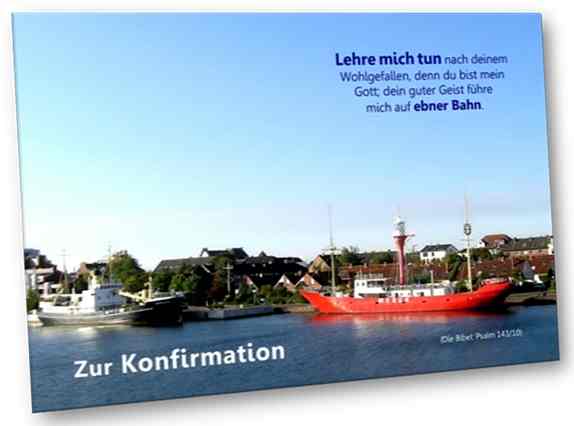 Christliche Konfirmationskarte - Feuerschiff Weser - Klappkarte