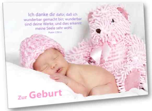 Geburtskarte: Baby mit Teddybär