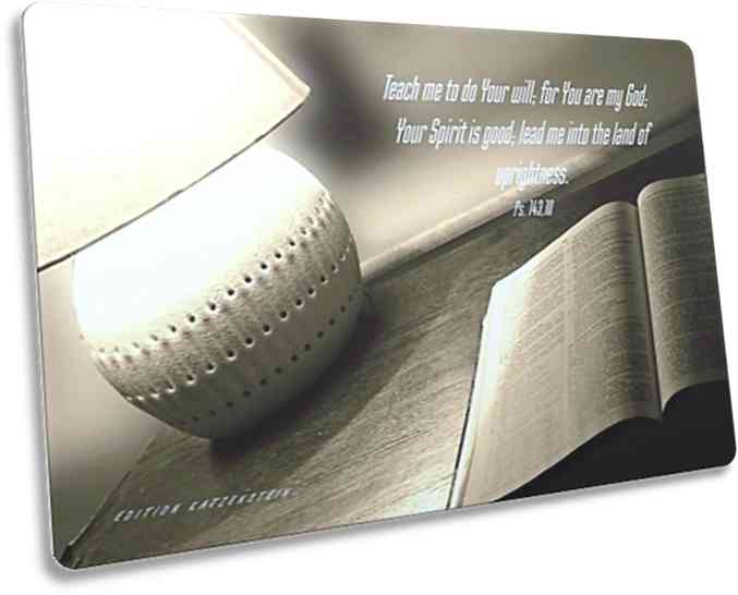 Christliche Postkarte, englisch - Open Bible on a table