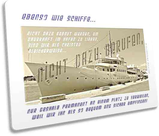 Christliche Postkarte: Nostalgisches Schiff