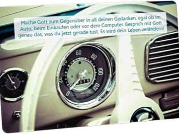 Christliche Postkarte: Armaturenbrett VW Käfer