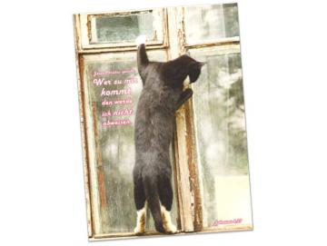 Plakat A3 Jahreslosung 2022 -Am Fenster stehende Katze