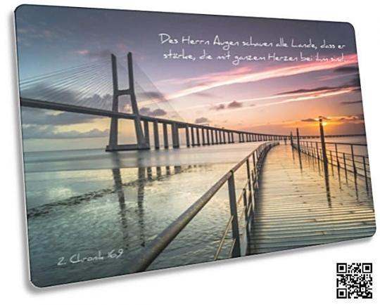 Christliche Postkarte: Moderne Hängebrücke