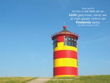 Christliches Poster A3: Leuchtturm Pilsum, Nordsee