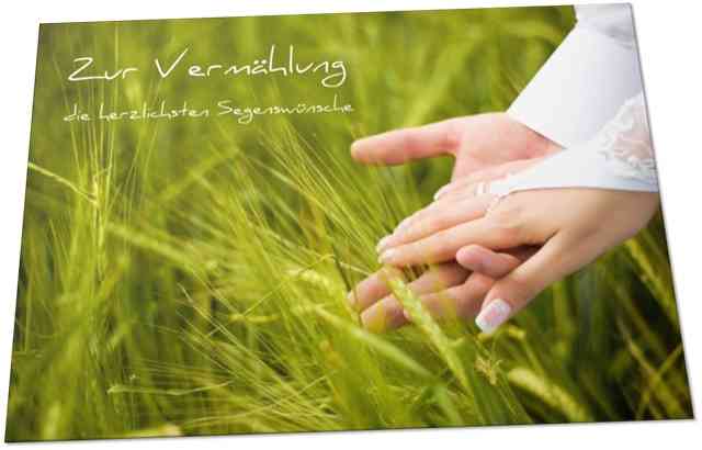 Christliche Hochzeitskarte - Motiv : Hände eines Brautpaares - Vermählungskarte