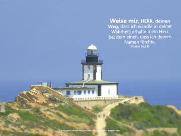 Christliches Poster A3: Leuchtturm auf Korsika