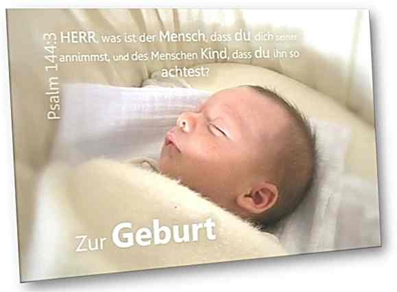 Christliche Geburtskarte: Schlafender Säugling - Faltkarte zur Geburt