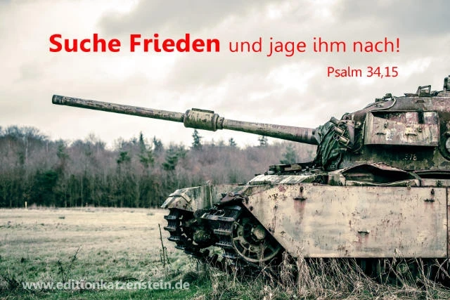 Banner für Frieden & Versöhnung- Rostiger Panzer