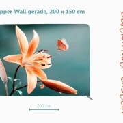 Lachsfarbene Lilie mit anfliegendem bunten Schmetterling als Symbol für Hoffnung und neues Leben