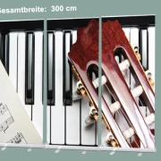 3-teiliges Roll-Up-Display mit farbigem Foto einer Gitarre und Klaviertasten in Nahaufnahme - Bestatterbedarf