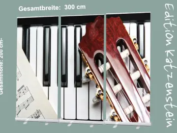 Bestatterbedarf: Bestatterbedarf: Roll-Up Display „Klang der Erinnerung“ – 3er-Set mit Klavier & Gitarre