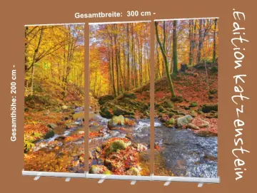 Bestatterbedarf: Roll-Up Display 3er-Set -"Bach im Herbstwald" zur Dekoration