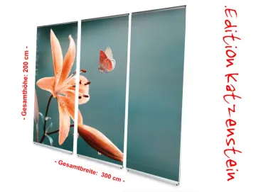 Bestatterbedarf: L-Banner Display 3er-Set "Lilie und Schmetterling" zur Dekoration