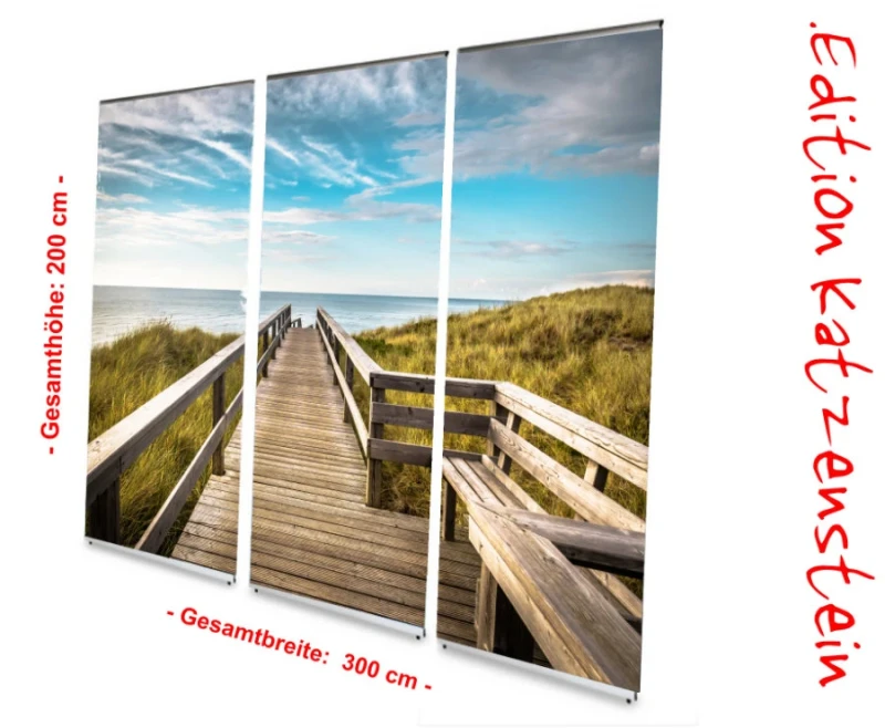 Bestatterbedarf: L-Banner Display Set "Holzweg zum Strand zur Dekoration