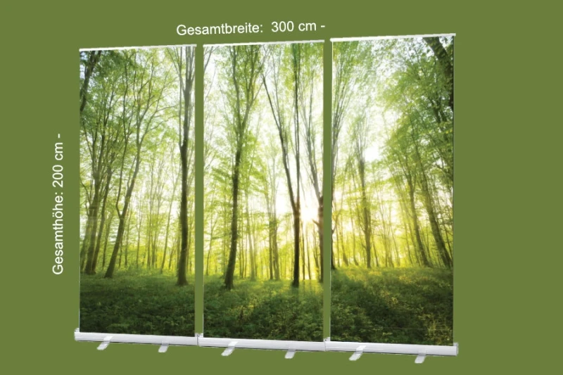 Bestatterbedarf: Roll-Up Display 3er-Set -Frühlingswald