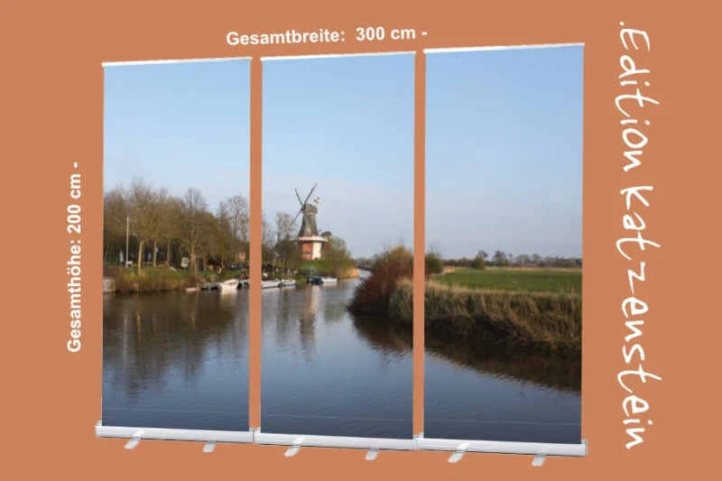 Bestatterbedarf: Roll-Up Display 3er-Set "Greetsiel in Abendstimmung" zur Dekoration