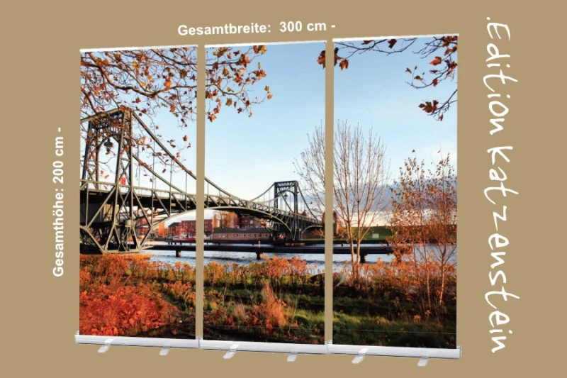 Bestatterbedarf: Roll-Up Display 3er-Set "Kaiser-Wilhelmbrücke im Herbst" zur Dekoration