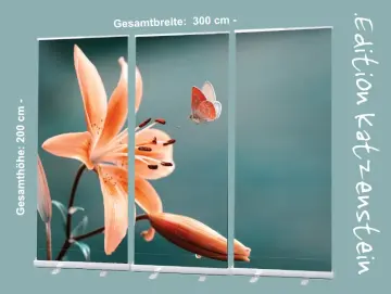 Bestatterbedarf: Roll-Up Display 3er-Set "Lilie und Schmetterling" zur Dekoration