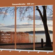 3er-Set Roll-Up Displays mit Abendstimmung am Plattensee und Zitat von Paul Verlaine – christliche Trauerdekoration für Bestatterbedarf (300 x 200 cm)