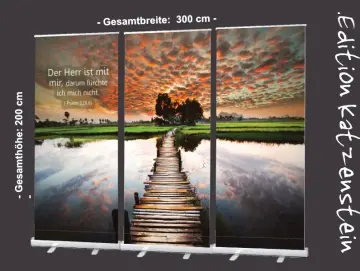 Bestatterbedarf: Roll-Up Display "Brettersteg in Reisfeld" - Trauerfeier-Deko