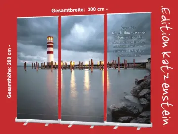 Roll-Up Display "Leuchtturm vor Regenwolken" - Dekoration Trauerhalle