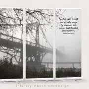 Bestatterbedarf - Roll-Up-Display Motiv „Brücke im Nebel“ und Bibelvers – christliche Trauerdekoration für Trauerfeiern