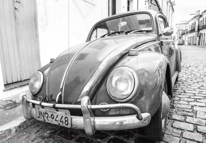 Bestatterbedarf: Roll-Up Display "VW Käfer am Straßenrand" - Trauerfeier-Deko