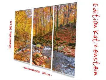 Bestattungsbedarf: L-Banner Display 3er-Set "Bach im Herbstwald"