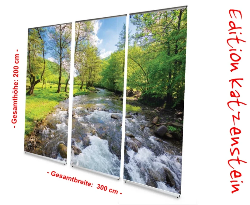 Bestattungsbedarf: L-Banner Display 3er-Set "Flussaue im Frühling"