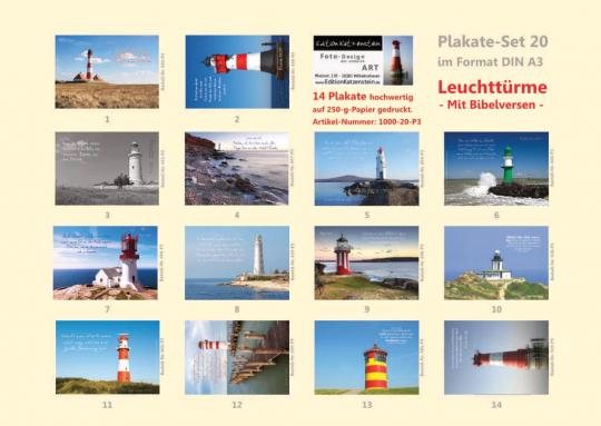 Poster A3 - 14-Stück-Set - Leuchttürme