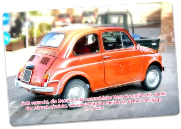 Christliche Postkarte: Oldtimer Fiat 500