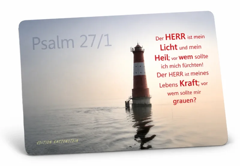 Christliche Postkarte: Arngaster Leuchtturm im Gegenlicht