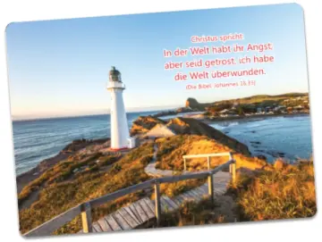 Christliche Postkarte: Leuchtturm Castlepoint, Neuseeland