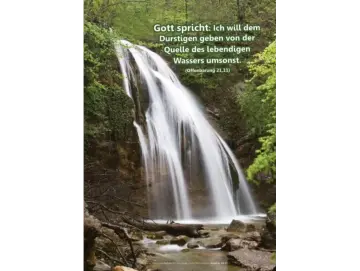 Christliche Postkarte– Wasserfall im Wald